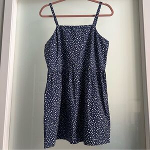 United by Blue Polka Dot High Neck Cotton Mini Dress Preppy Summer Retro Sz S